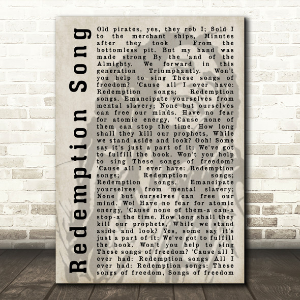 Bob Marley Redemption Song Shadow Song Lyric Quote Print