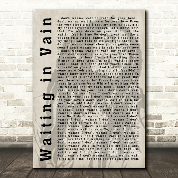Bob Marley Waiting in Vain Shadow Song Lyric Quote Print