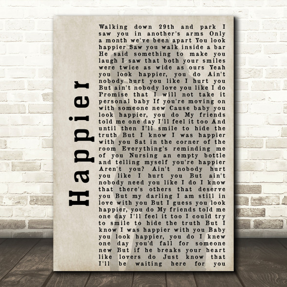 Ed Sheeran Happier Shadow Song Lyric Quote Print