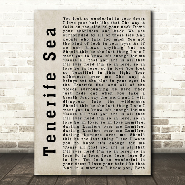 Ed Sheeran Tenerife Sea Shadow Song Lyric Quote Print
