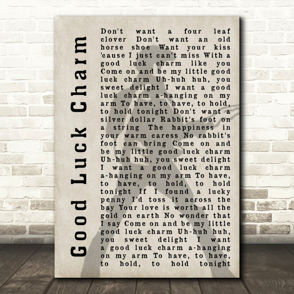 Elvis Presley Good Luck Charm Pose Shadow Song Lyric Quote Print