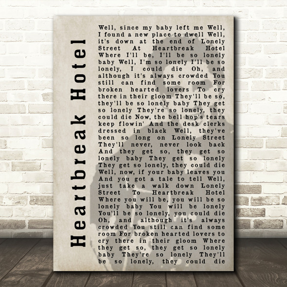 Elvis Presley Heartbreak Hotel Face Shadow Song Lyric Quote Print