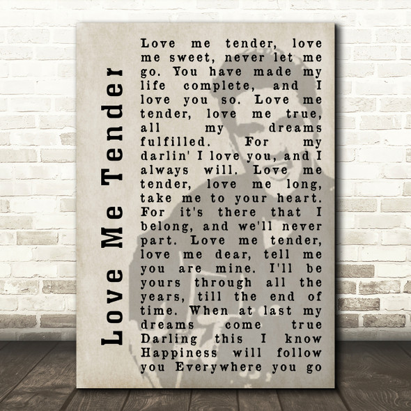 Elvis Presley Love Me Tender Face Shadow Song Lyric Quote Print