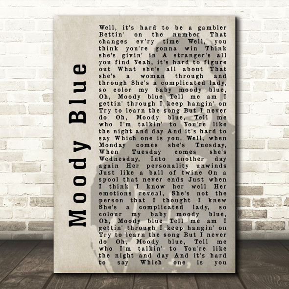 Elvis Presley Moody Blue Face Shadow Song Lyric Quote Print