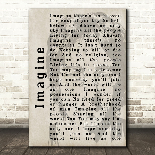 John Lennon Imagine Shadow Song Lyric Quote Print