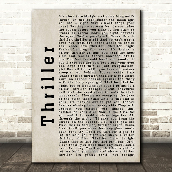 Michael Jackson Thriller Shadow Song Lyric Quote Print