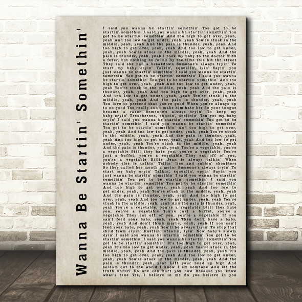 Michael Jackson Wanna Be Startin' Somethin' Shadow Song Lyric Quote Print