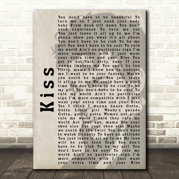 Prince Kiss Shadow Song Lyric Quote Print