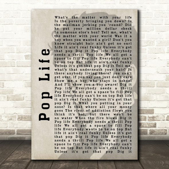 Prince Pop Life Shadow Song Lyric Quote Print