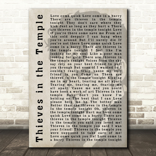 Prince Thieves in the Temple Shadow Song Lyric Quote Print