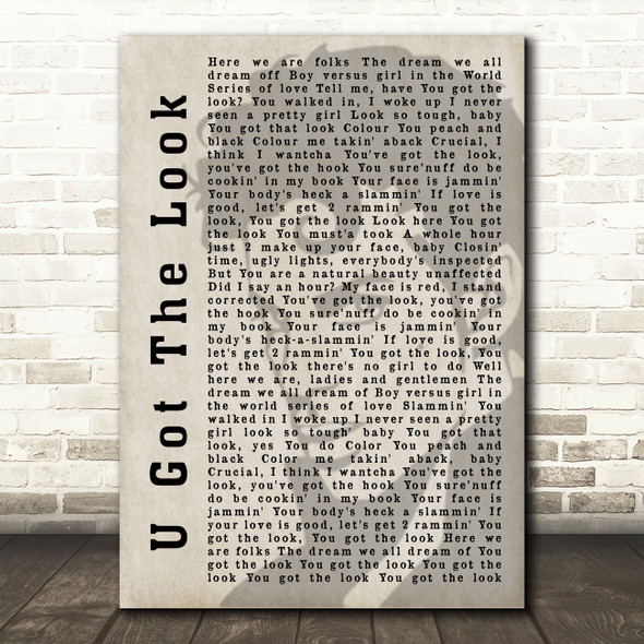 Prince U Got The Look Shadow Song Lyric Quote Print