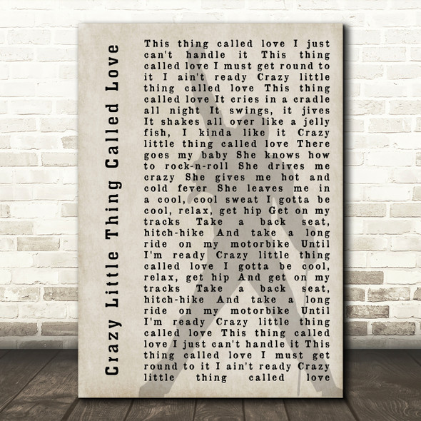 Queen Crazy Little Thing Called Love Freddie Mercury Shadow Song Lyric Print