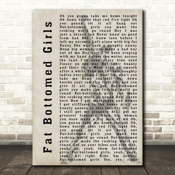 Queen Fat Bottomed Girls Freddie Mercury Silhouette Song Lyric Quote Print