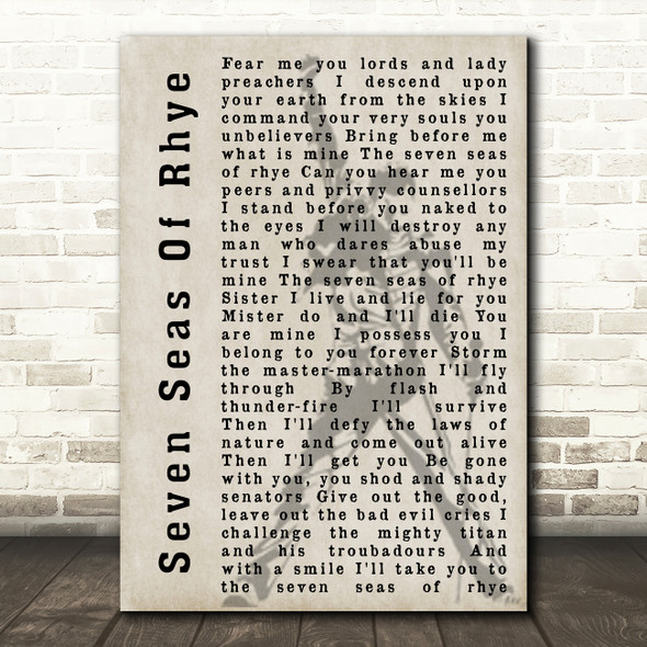 Queen Seven Seas Of Rhye Freddie Mercury Silhouette Song Lyric Quote Print