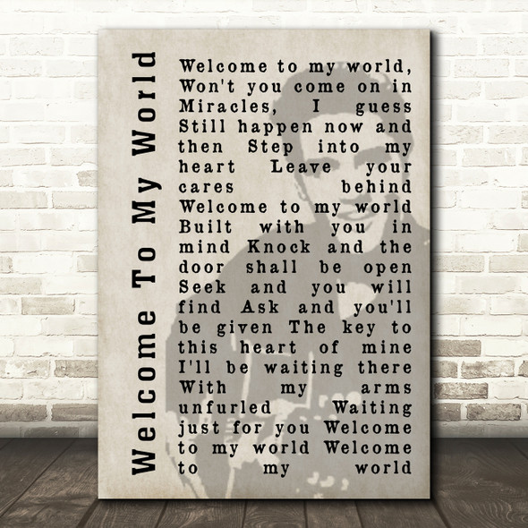 Elvis Presley Welcome To My World Shadow Song Lyric Quote Print