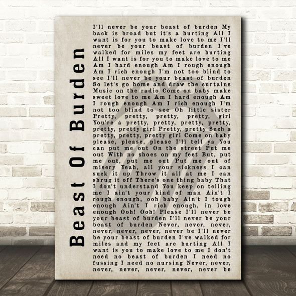 The Rolling Stones Beast Of Burden Shadow Song Lyric Quote Print