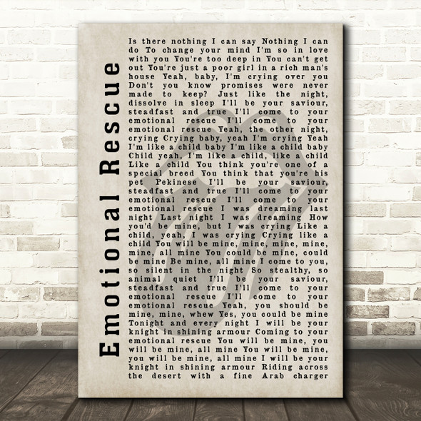 The Rolling Stones Emotional Rescue Shadow Song Lyric Quote Print