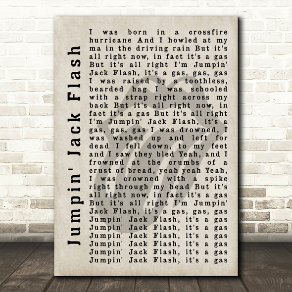 The Rolling Stones Jumpin' Jack Flash Shadow Song Lyric Quote Print