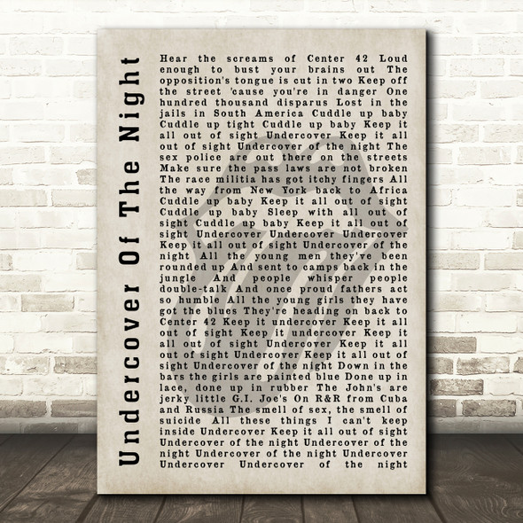 The Rolling Stones Undercover Of The Night Shadow Song Lyric Quote Print