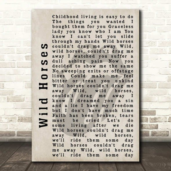 The Rolling Stones Wild Horses Shadow Song Lyric Quote Print