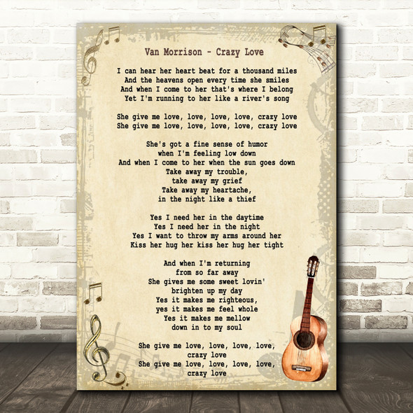 Van Morrison Crazy Love Song Lyric Vintage Quote Print