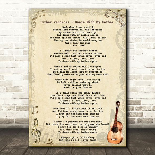 Luther Vandross - Dance With My Father Song Lyric Guitar Quote Print