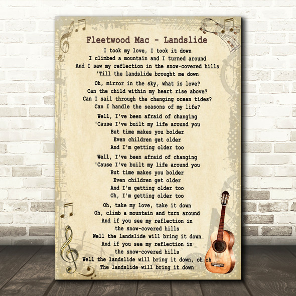 Fleetwood Mac Landslide Song Lyric Vintage Quote Print
