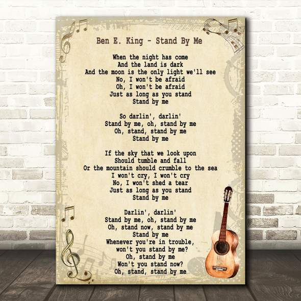 Ben E. King Stand By Me Song Lyric Vintage Quote Print