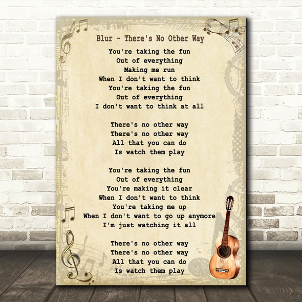 Blur There's No Other Way Song Lyric Vintage Quote Print