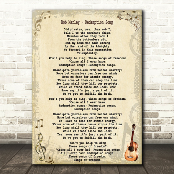 Bob Marley Redemption Song Song Lyric Quote Print