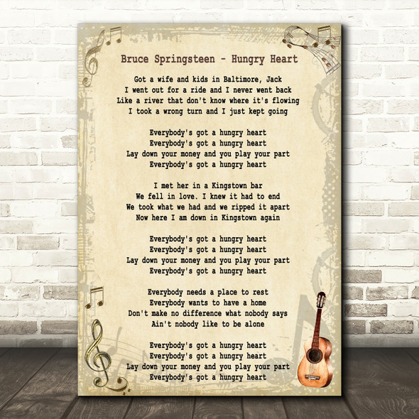 Bruce Springsteen Hungry Heart Song Lyric Quote Print