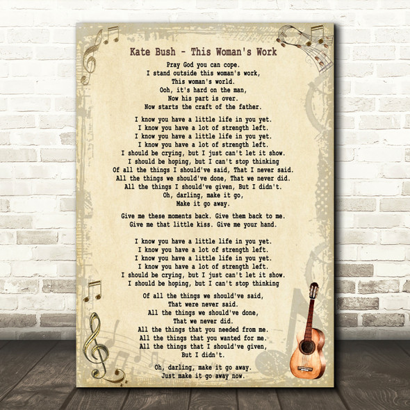 Kate Bush This Woman's Work Song Lyric Quote Print
