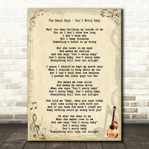 The Beach Boys Don't Worry Baby Song Lyric Quote Print
