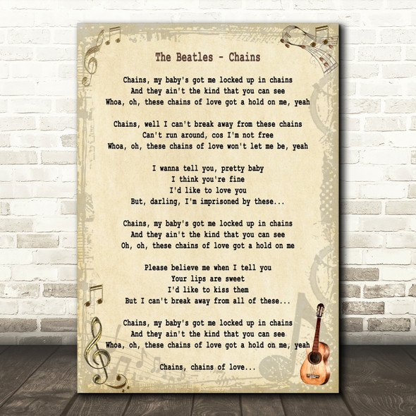 The Beatles Chains Song Lyric Quote Print