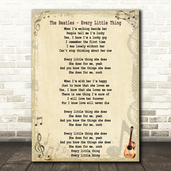 The Beatles Every Little Thing Song Lyric Quote Print
