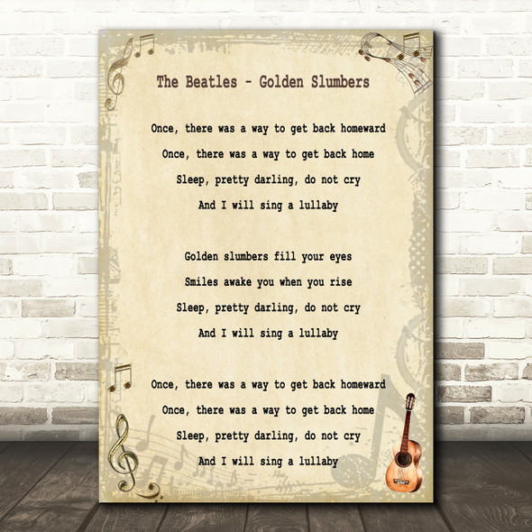 The Beatles Golden Slumbers Song Lyric Quote Print