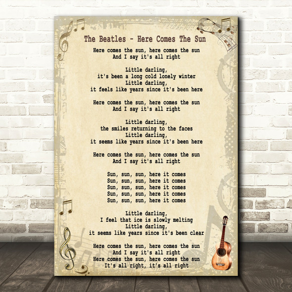 The Beatles Here Comes The Sun Song Lyric Quote Print