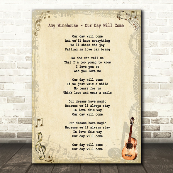 Amy Winehouse Our Day Will Come Song Lyric Quote Print