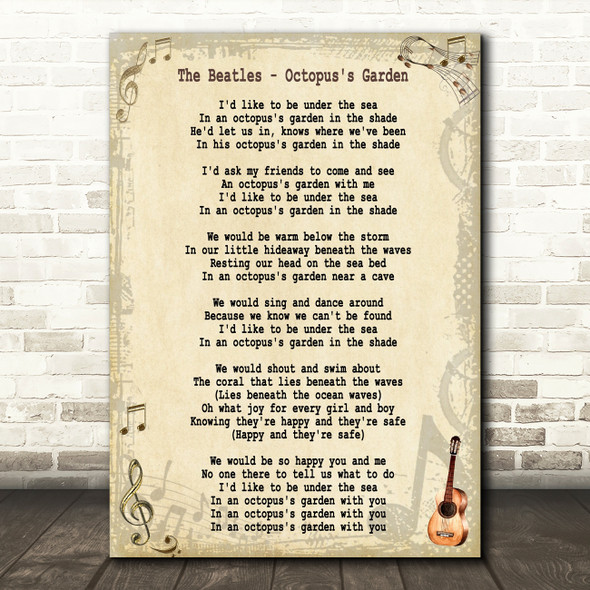 The Beatles Octopus's Garden Song Lyric Quote Print