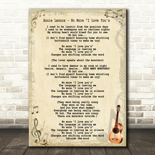Annie Lennox No More I Love You's Song Lyric Quote Print