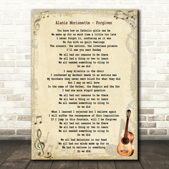 Alanis Morissette Forgiven Song Lyric Quote Print