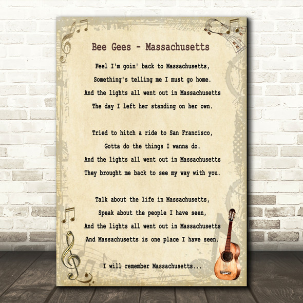 Bee Gees Massachusetts Song Lyric Quote Print