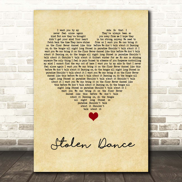 Milky Chance Stolen Dance Vintage Heart Song Lyric Print