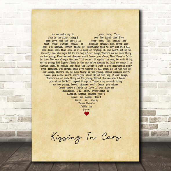 Pierce The Veil Kissing In Cars Vintage Heart Song Lyric Print