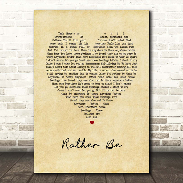 The Verve Rather Be Vintage Heart Song Lyric Print