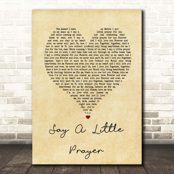 Bomb The Bass Say A Little Prayer Vintage Heart Song Lyric Print