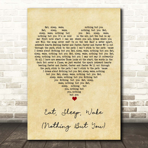 Bombay Bicycle Club Eat, Sleep, Wake (Nothing But You) Vintage Heart Song Lyric Print
