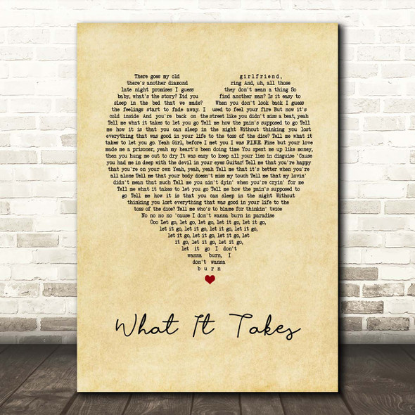 Aerosmith What It Takes Vintage Heart Song Lyric Print