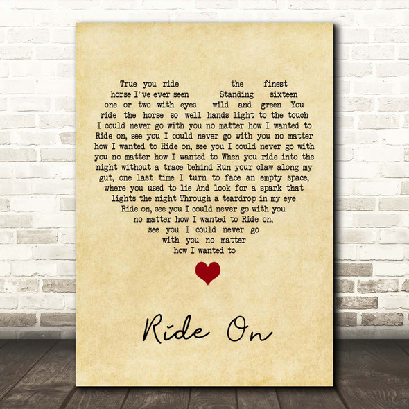 Christy Moore Ride On Vintage Heart Song Lyric Print