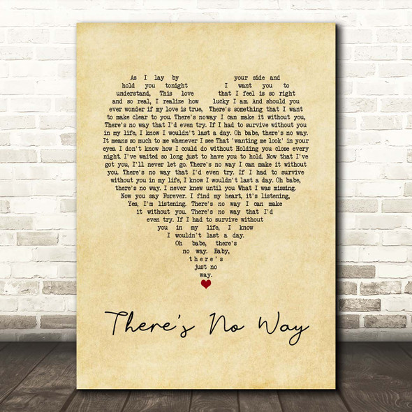 Alabama There's No Way Vintage Heart Song Lyric Print